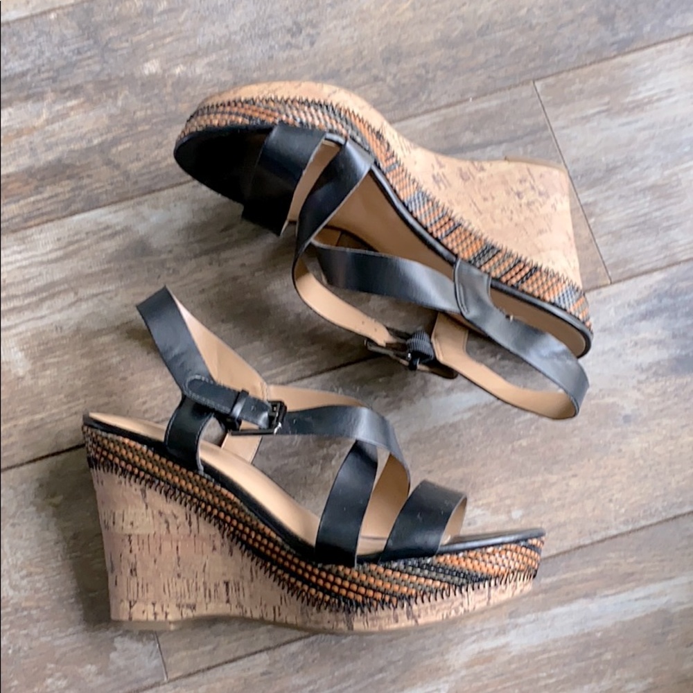 Franco Sarto Black Wedge Sandals